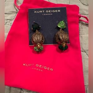 Kurt Geiger Green and Gold Drop Earrings